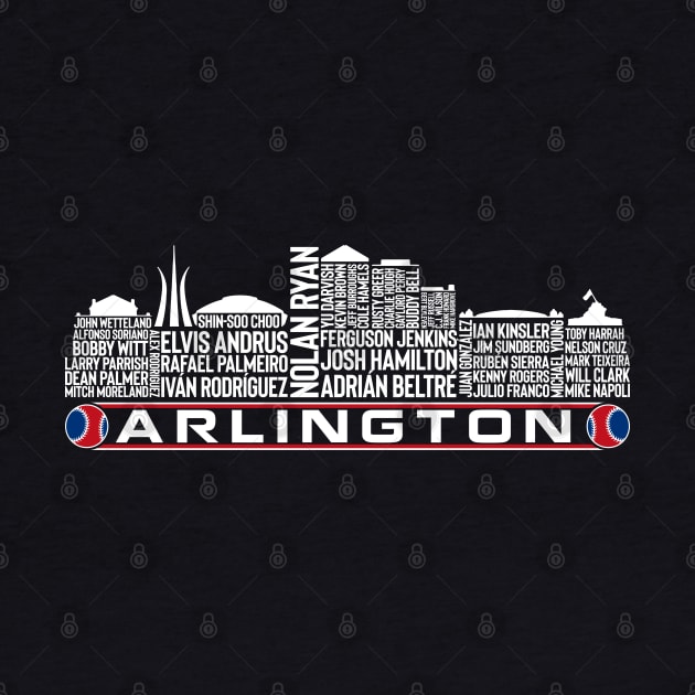 Texas Baseball Team All Time Legends, Arlington City Skyline by Legend Skyline